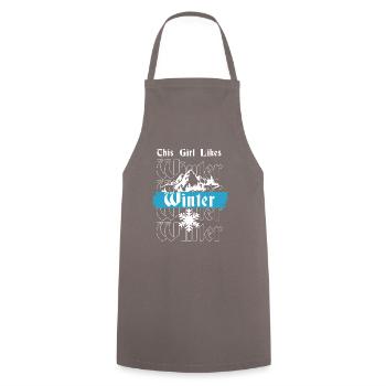 Fille aime l'hiver, journées d'hiver confortables, - Tablier de cuisine - gris - Devant - AI Model Male 185 dark (185cm)