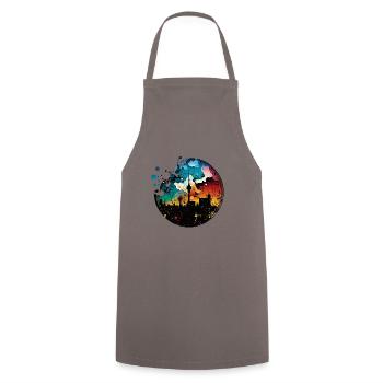 Berlin Skyline Silhouette Graffiti Fernsehturm - Kochschürze - Grau - Vorne - AI Model Male 185 dark (185cm)