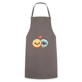 Beignets Couple Amour Coeur Saint Valentin - Tablier de cuisine - gris - Devant - AI Model Male 185 dark (185cm)