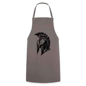 Spartaner Helm Gladiator Sparta - Kochschürze - Grau - Vorne - AI Model Male 185 dark (185cm)