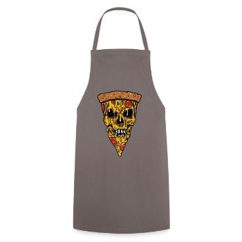 Cheesy Pizza skull - Cooking Apron - grey - Front - AI Model Male 185 dark (185cm)