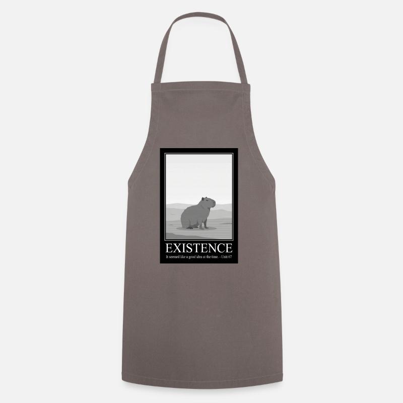 Funny Existence Quote - Capybara Sarcasm - Cooking Apron - grey