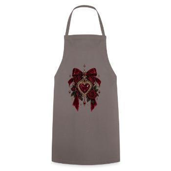 Gothic Heart Dark Romance - Kochschürze - Grau - Vorne - AI Model Male 185 dark (185cm)