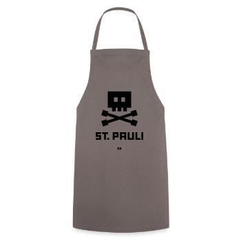 A-207 St. Pauli Totenkopf - Kochschürze - Grau - Vorne - AI Model Male 185 dark (185cm)