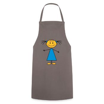 girl - Kochschürze - Grau - Vorne - AI Model Male 185 dark (185cm)