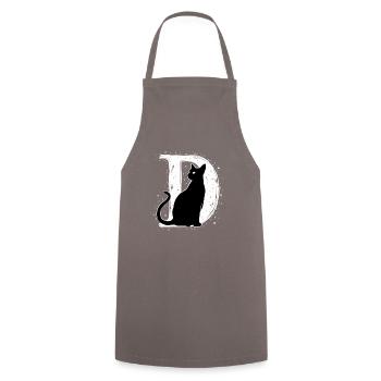 Letter D with cat - Cooking Apron - grey - Front - AI Model Male 185 dark (185cm)