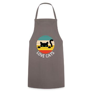 love cats cats love gift idea - Cooking Apron - grey - Front - AI Model Male 185 dark (185cm)
