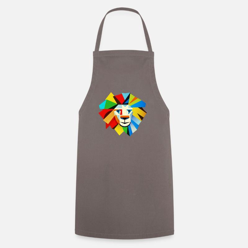 Abstrakter Löwe (Kopf, Bunt) - Kochschürze - Grau