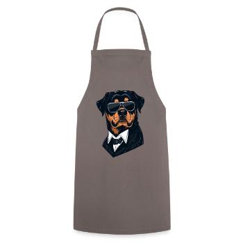 Rottweiler The Secret Service Agent Leo - Cooking Apron - grey - Front - AI Model Male 185 dark (185cm)
