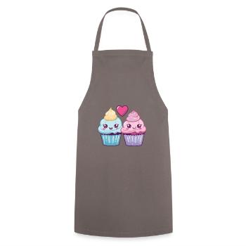 Muffin Paar Liebe Herz Lustig - Kochschürze - Grau - Vorne - AI Model Male 185 dark (185cm)