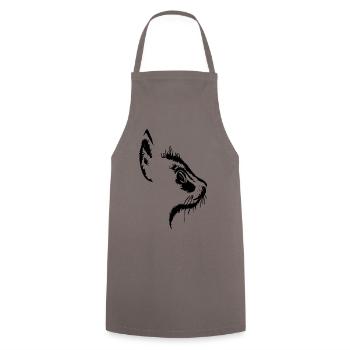 Cat's head 2- cat's face - Cooking Apron - grey - Front - AI Model Male 185 dark (185cm)