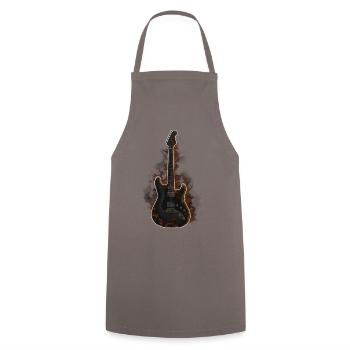 Burning Guitar – Dark Rock Shirt - Cooking Apron - grey - Front - AI Model Male 185 dark (185cm)