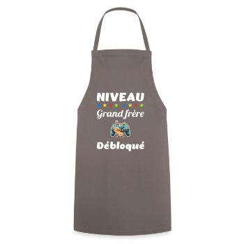 Niveau grand frère débloqué t-shirt idée cadeau - Tablier de cuisine - gris - Devant - AI Model Male 185 dark (185cm)