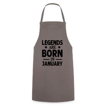 Januar: Geburtstag von Legenden - Kochschürze - Grau - Vorne - AI Model Male 185 dark (185cm)
