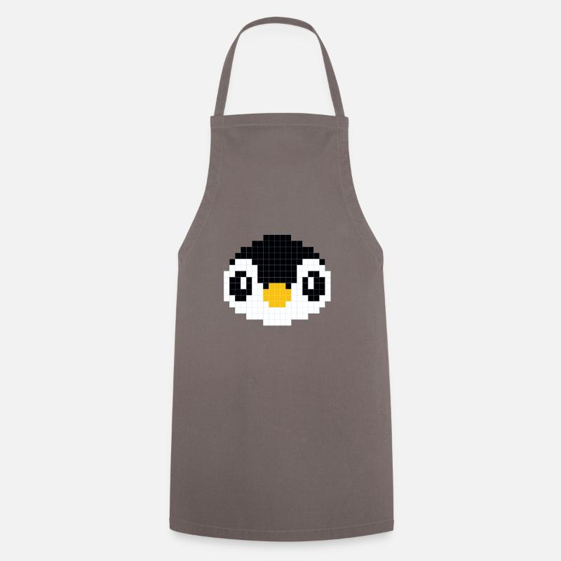 Pixelated penguin head - Cooking Apron - grey