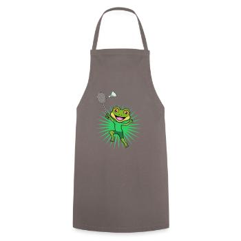 Cute Frog Badminton Player Ironic Hobby Sports - Cooking Apron - grey - Front - AI Model Male 185 dark (185cm)