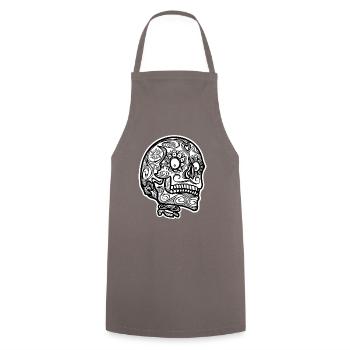 Mexican Skull Día de los Muertos - Cooking Apron - grey - Front - AI Model Male 185 dark (185cm)