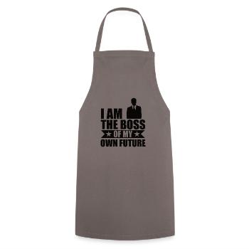 I am the boss of my own future - Cooking Apron - grey - Front - AI Model Male 185 dark (185cm)