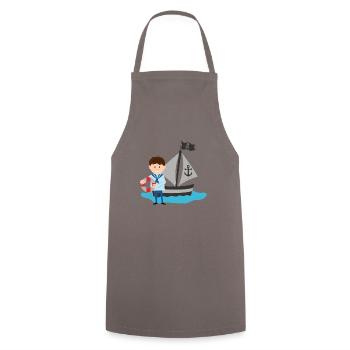 Pirat Segler dulli - Kochschürze - Grau - Vorne - AI Model Male 185 dark (185cm)