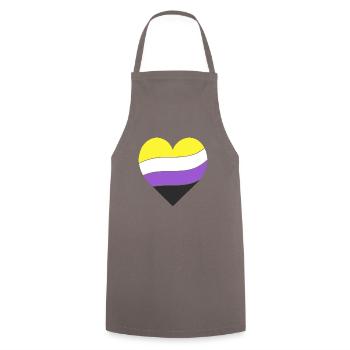 Nichtbinär Herz | Pride - Kochschürze - Grau - Vorne - AI Model Male 185 dark (185cm)