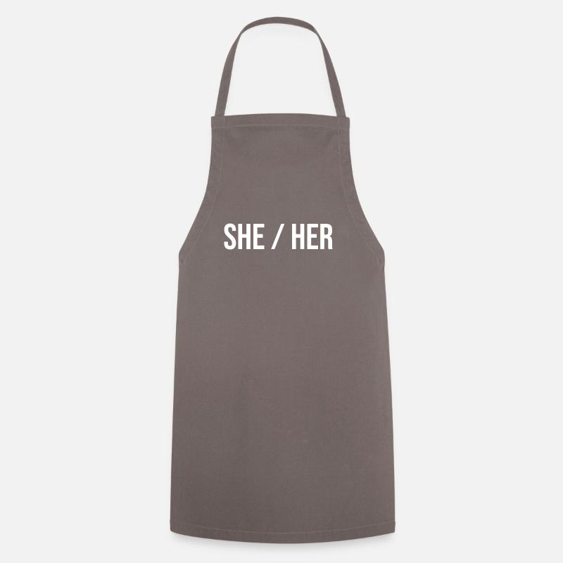 Elle / Ses pronoms - Tablier de cuisine - gris