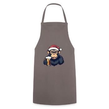 Bière de singe Noël - Tablier de cuisine - gris - Devant - AI Model Male 185 dark (185cm)