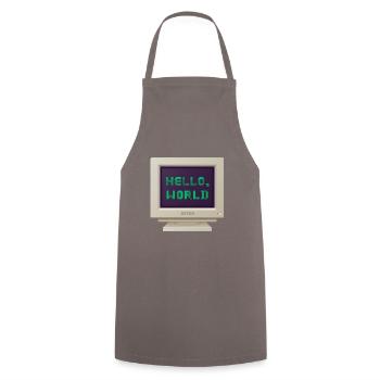 CRT-Design - Hallo Welt - Kochschürze - Grau - Vorne - AI Model Male 185 dark (185cm)