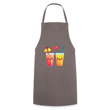 Soft DrinkCouple Love Drink Heart Valentine's Day - Cooking Apron - grey - Front - AI Model Male 185 dark (185cm)