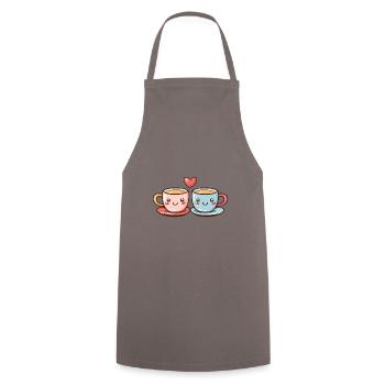 Kaffee Paar Liebe Herz Valentinstag - Kochschürze - Grau - Vorne - AI Model Male 185 dark (185cm)
