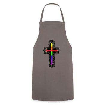 Cross Crosses Kruzifx - Cooking Apron - grey - Front - AI Model Male 185 dark (185cm)