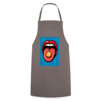 Pop Art Bitcoin Motif - Cooking Apron - grey - Front - AI Model Male 185 dark (185cm)