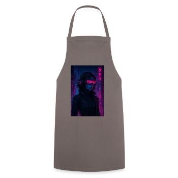 Cyberpunk Neon Pilot - Cooking Apron - grey - Front - AI Model Male 185 dark (185cm)