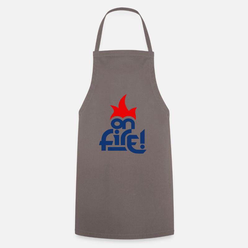 On Fire (Blue & Red) - Cooking Apron - grey