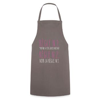 Règle Maman a toujours raison cadeau femme humour - Tablier de cuisine - gris - Devant - AI Model Male 185 dark (185cm)
