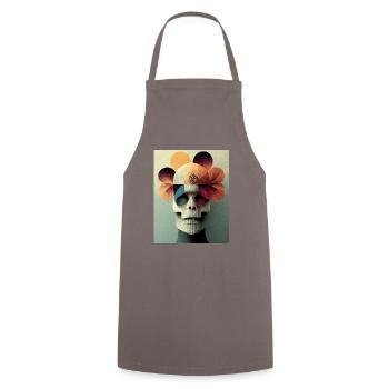Totenkopf Bauhaus Vintage-Stil - Kochschürze - Grau - Vorne - AI Model Male 185 dark (185cm)