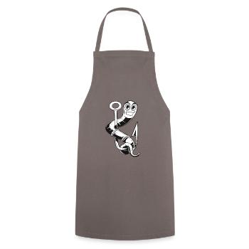 Angler heels with a worm bait fishing rod for - Cooking Apron - grey - Front - AI Model Male 185 dark (185cm)