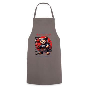 Samurai Teddy Japan - Cooking Apron - grey - Front - AI Model Male 185 dark (185cm)