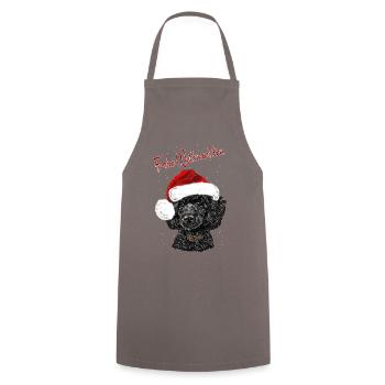 Frohe Weihnachten - weihnachtliches Pudelmotiv - Kochschürze - Grau - Vorne - AI Model Male 185 dark (185cm)