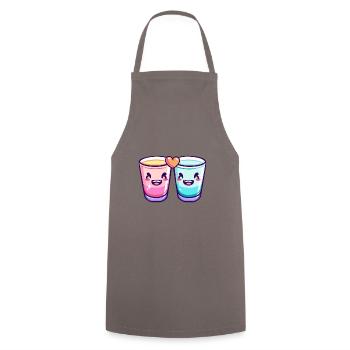Tequila Shots Kurze Paar Liebe Herz Valentinstag - Kochschürze - Grau - Vorne - AI Model Male 185 dark (185cm)