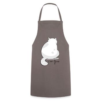 Rückansicht Flauschige Katzensilhouette - Kochschürze - Grau - Vorne - AI Model Male 185 dark (185cm)