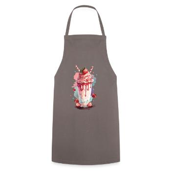 Glace aux fraises 1 - Tablier de cuisine - gris - Devant - AI Model Male 185 dark (185cm)