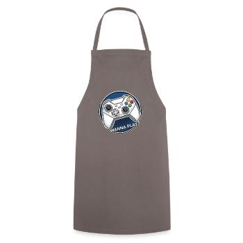 Logo manette : voulez jouer - Tablier de cuisine - gris - Devant - AI Model Male 185 dark (185cm)