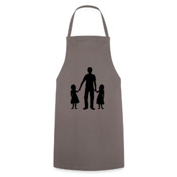 Father 2 daughters - Cooking Apron - grey - Front - AI Model Male 185 dark (185cm)