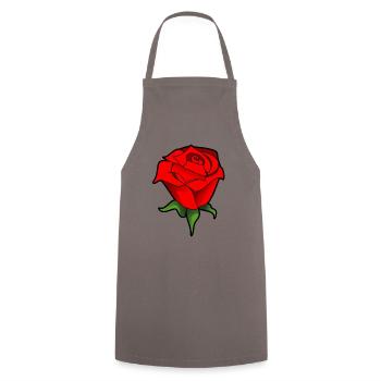 Rote Rose - Kochschürze - Grau - Vorne - AI Model Male 185 dark (185cm)