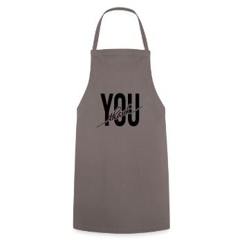 Thank You Thank you Thank you gift - Cooking Apron - grey - Front - AI Model Male 185 dark (185cm)