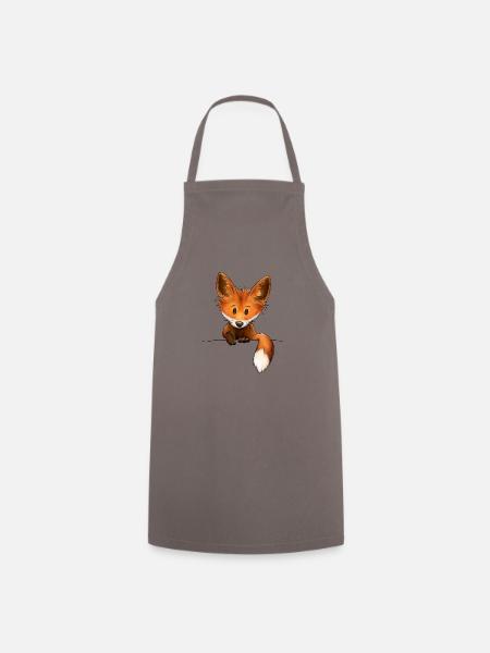 Kleiner wilder Funky Fuchs Wildtier Illustration - Kochschürze - Grau