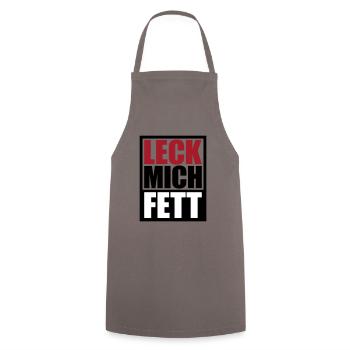 Leck Mich Fett | Farben änderbar - Kochschürze - Grau - Vorne - AI Model Male 185 dark (185cm)