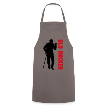 Old Rocker! Old Rocker, Rock 'n' Roll - Tablier de cuisine - gris - Devant - AI Model Male 185 dark (185cm)