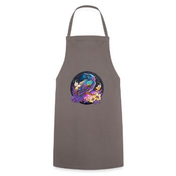 Oiseau de nuit, merle, rossignol, fleurs, en détresse - Tablier de cuisine - gris - Devant - AI Model Male 185 dark (185cm)