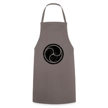 Triple Yin Yang, Tao, Bouddhisme Zen, Tibet, Japon - Tablier de cuisine - gris - Devant - AI Model Male 185 dark (185cm)